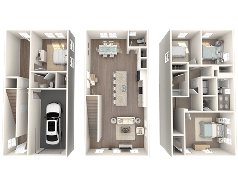three floor plan of a house
